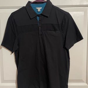 Calvin Klein Men’s Black Short Sleeve Polo with Mock Pocket - Small